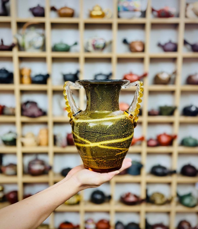 Bình cup Nhật thuỷ tinh 3 lớp vẩy vàng siêu đẹp