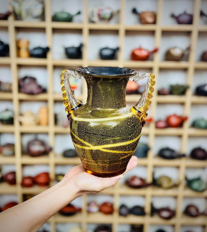 Bình cup Nhật thuỷ tinh 3 lớp vẩy vàng siêu đẹp