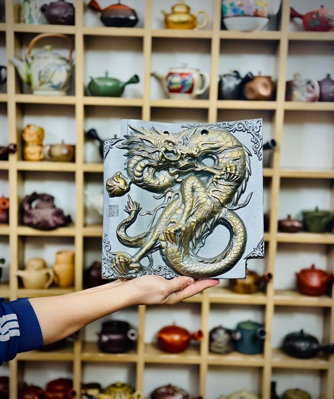Tranh gốm Nhật phù điêu rồng 3D đẹp tinh tế