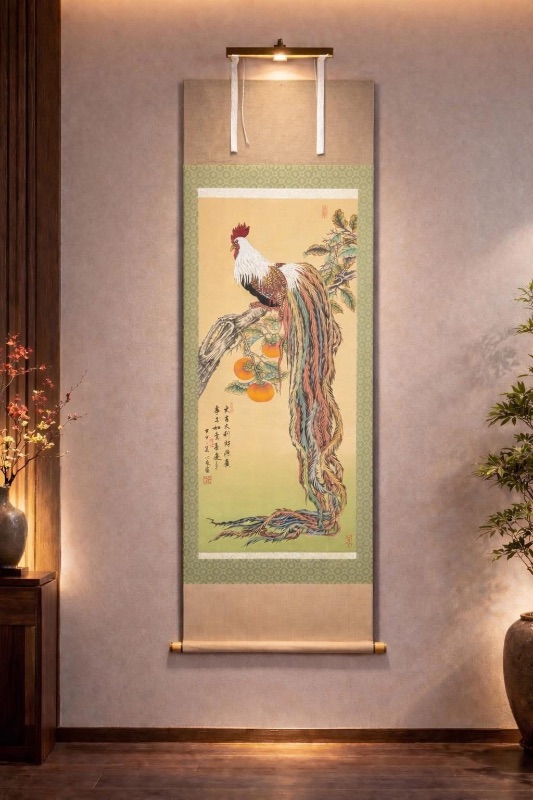 Tranh Nhật Bản sưu tầm vẽ gà đuôi dài đẹp hiếm gặp