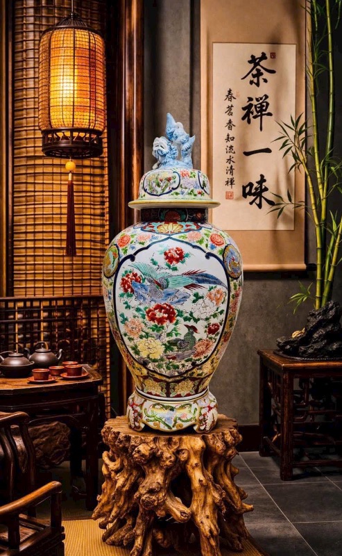 Choé bình gốm Nhật đỉnh kỳ lân đẹp thần thái.