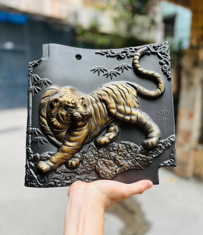 Tranh gốm Nhật phù điêu hổ 3D đẹp tinh tế